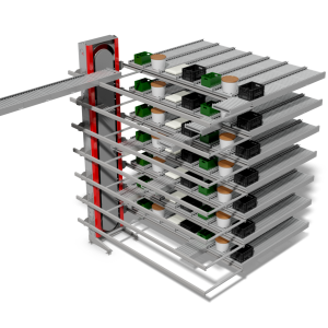 Vertikales puffersystem collect-and-sort